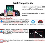 19 Feet Lavalier Microphone for Canon iPhone Podcast, Omnidirectional Condenser Recording Mic for Nikon Sony iPhone 8 8 plus 7 6 6s Plus DSLR Camcorder Audio Recorder Youtube Interview Video