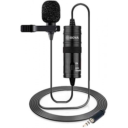 19 Feet Lavalier Microphone for Canon iPhone Podcast, Omnidirectional Condenser Recording Mic for Nikon Sony iPhone 8 8 plus 7 6 6s Plus DSLR Camcorder Audio Recorder Youtube Interview Video