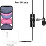19 Feet Lavalier Microphone for Canon iPhone Podcast, Omnidirectional Condenser Recording Mic for Nikon Sony iPhone 8 8 plus 7 6 6s Plus DSLR Camcorder Audio Recorder Youtube Interview Video