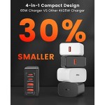 USB C Charger, LDNIO 65W 4-Port USB C Wall Charger with PD3.0+QC4.0, Multiport PPS Fast Charger USB C Charging Station Compatible with MacBook Pro/Air, iPad, Laptops, iPhone, Galaxy, Pixel and More